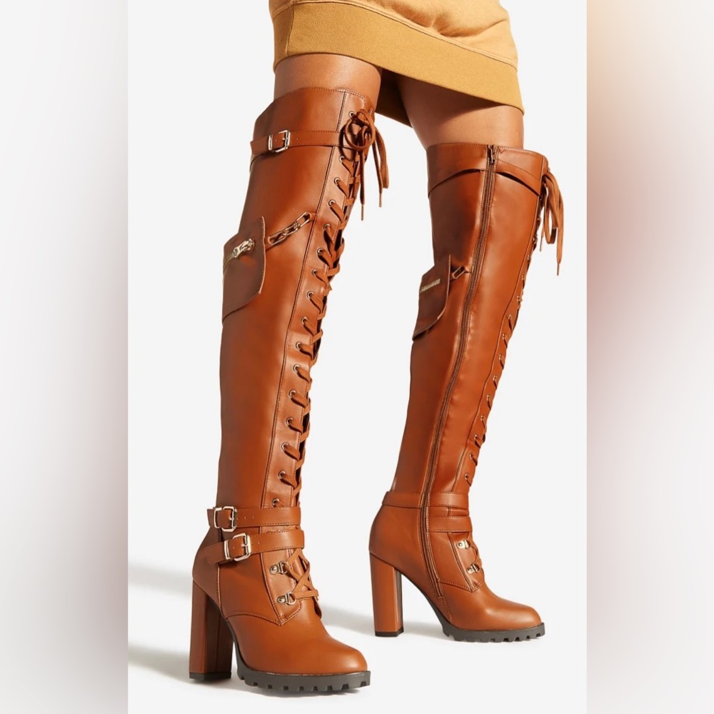 Cognac Thigh High Boots